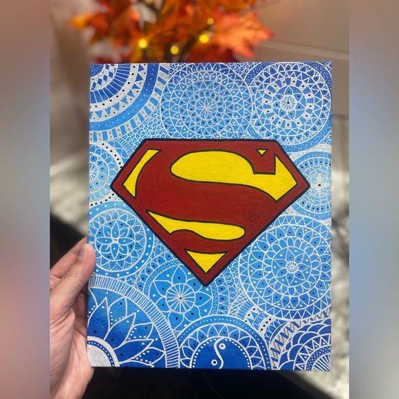 Hand Crafted Other - Superhero Logo Canvas Board Art